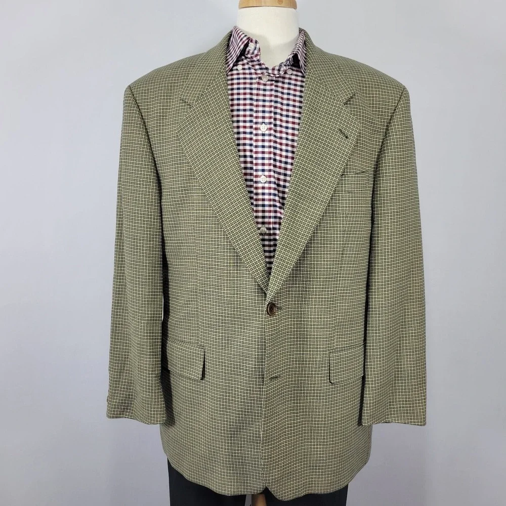 VTG Hugo Boss Apollon Men's Sport Coat Blazer Two Button Beige‎ Wool Size 44R